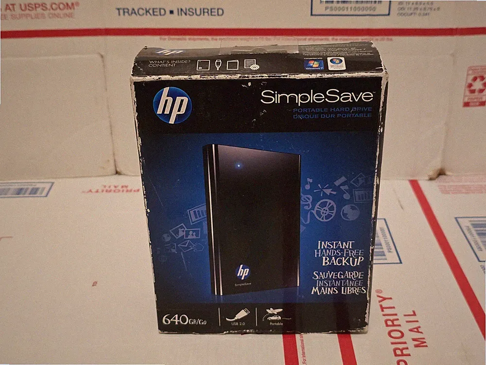 HP SimpleSave SD640A 640GB Portable External Hard Drive 2.5" USB w/ Cable Tested