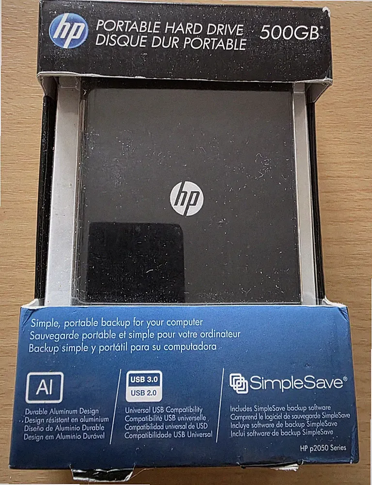 NEW GENUINE HP p2050 Series 500GB Portable Hard Drive HDD USB 3.0 SimpleSave